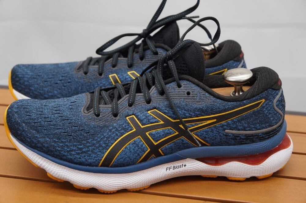 ASICS GEL-Nimbus 24 Men's Running Shoes Size 9 (Wide) Midnight Blue/Citrus